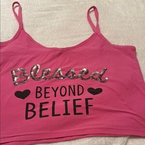 Pink Sequin 'Blessed Beyond Belief' Women's Top